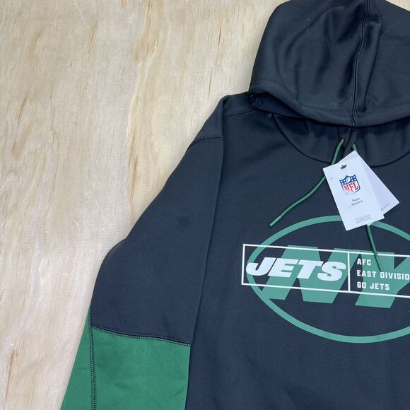 NEW DAMAGED XXL New York Jets Nike Color Block Fleece Pullover Hoodie Green - Picture 6 of 14